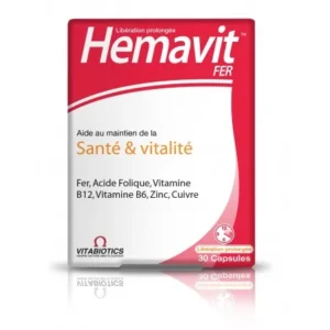 vitabiotics hemavit fer sante et vitalite 30 capsules.webp