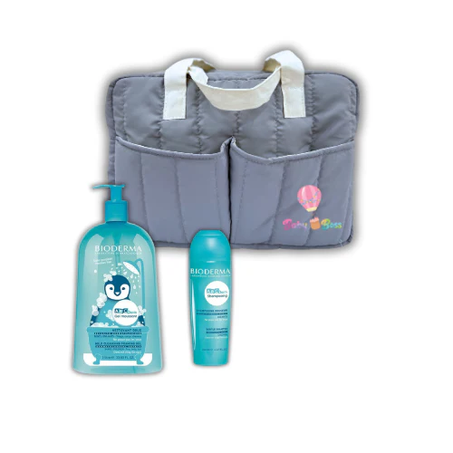 bioderma – abcderm gel moussant 1l + shampooing 200ml = sac bebe offert
