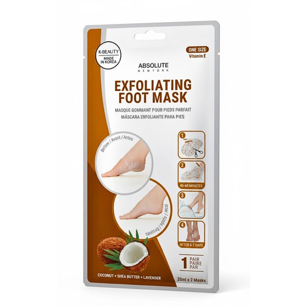 absolute new york – exfolianting foot mask coconut shea butter lavender