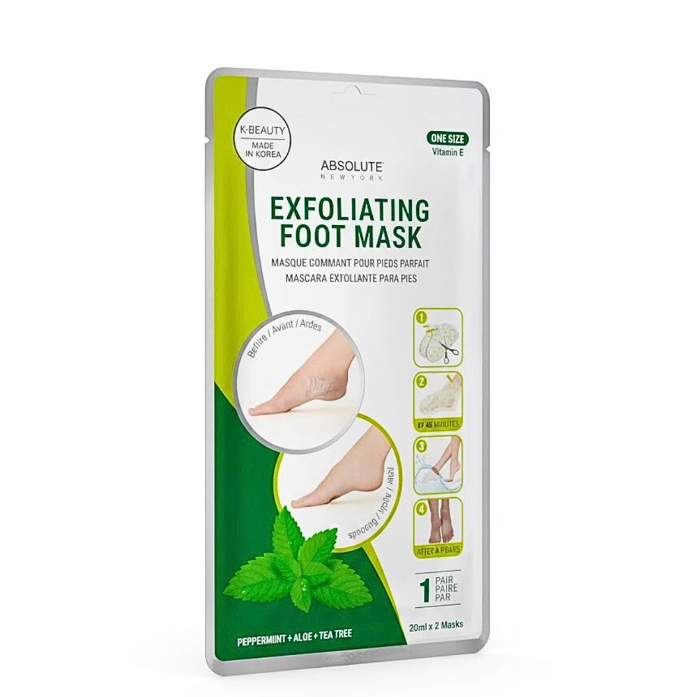 absolute new york – exfolianting foot mask pepper mint aloe tea tree new