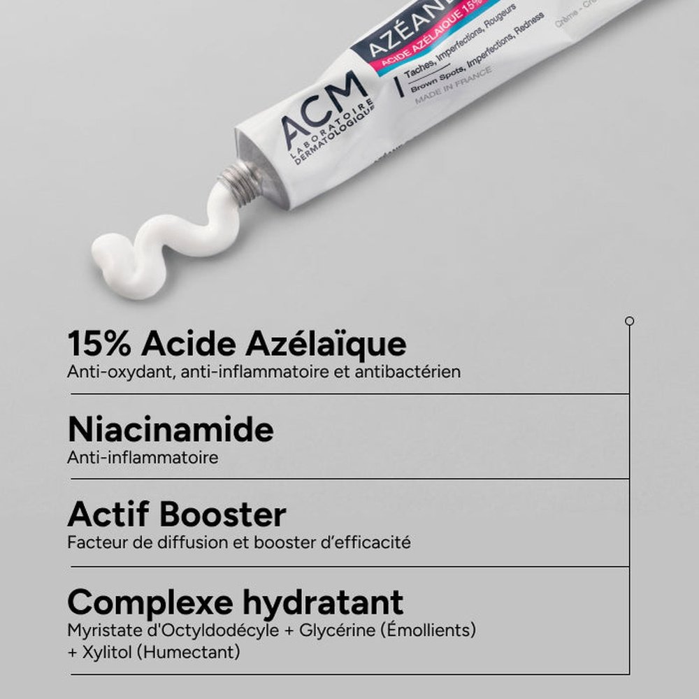 acm – azeane creme acide azelaique 15% taches, imperfections et rougeurs – 30ml acm – azeane creme acide azelaique 15% taches, imperfections et rougeurs – 30ml