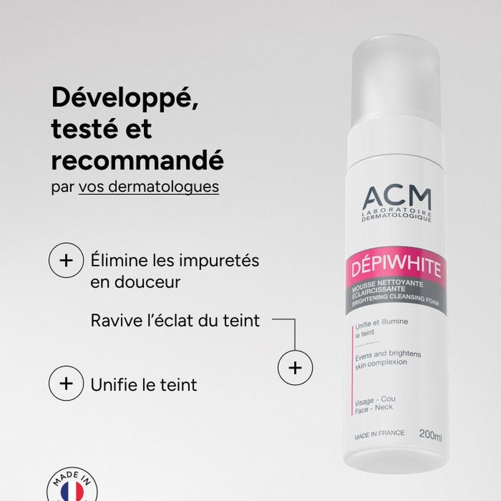 acm – depiwhite mousse nettoyante eclaircissante – 200ml acm – depiwhite mousse nettoyante eclaircissante – 200ml