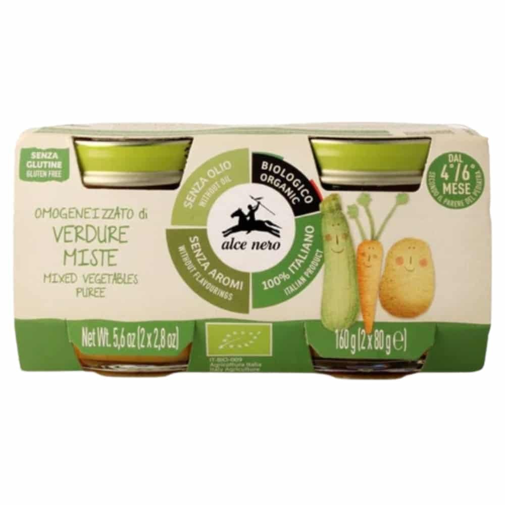 alce nero – pots d’un melange de legumes 4 6mois+ bio – 2x – 80g