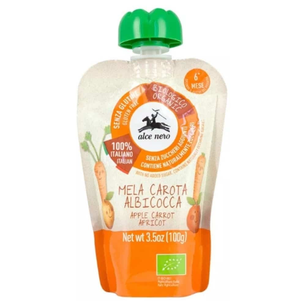 alce nero – puree pomme, carotte et abricot bio – 100g