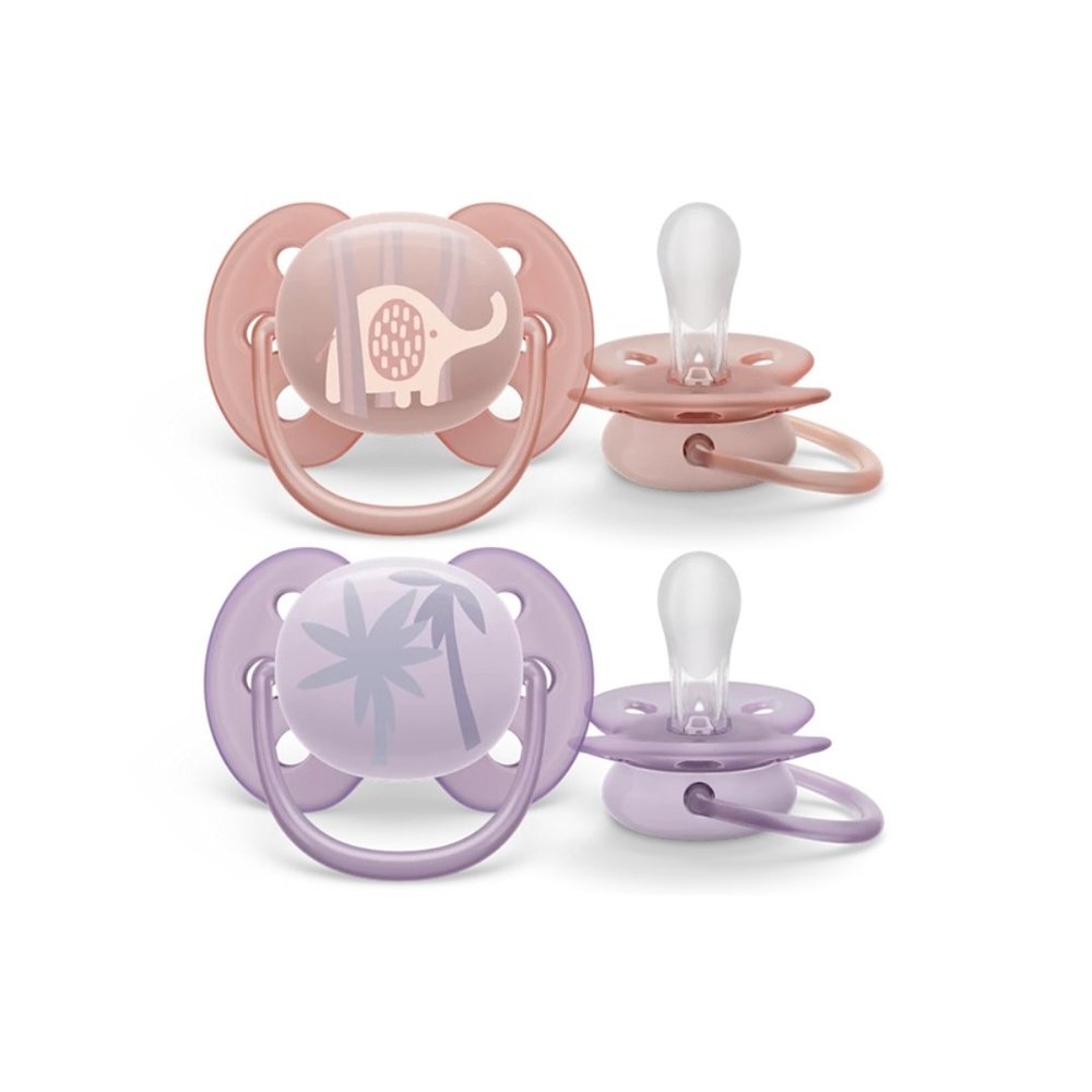 avent – 2 sucette ultra soft 0 6m girl scf091/09