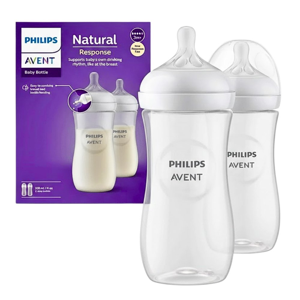 avent – biberon natural avec tetine +3m 2x300ml scy906/02