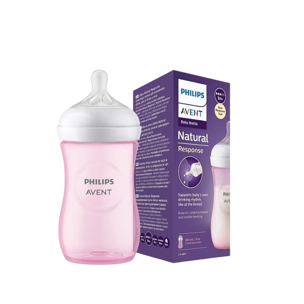 avent – biberon natural response teat +1m 260ml scy903 /11 pink