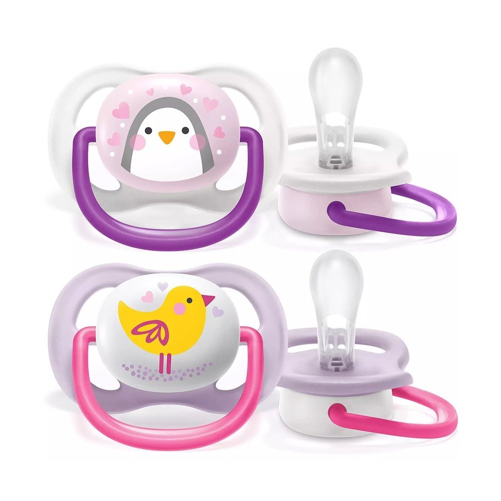 avent – sucette ortho 0 6m girl peng/bird scf080/06