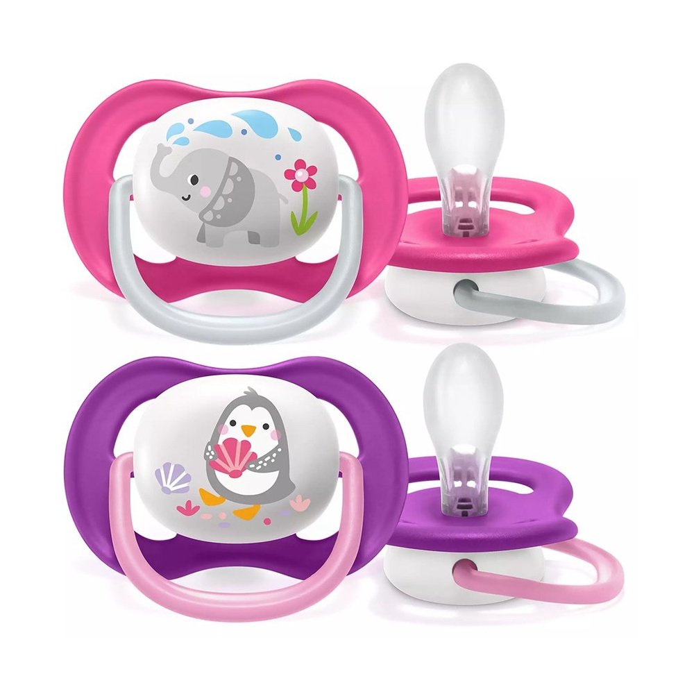 avent – sucette ortho 6 18m girl elep/peng