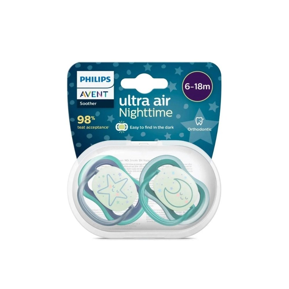 avent – sucette ultra air night time 6 18m scf376/13 boy