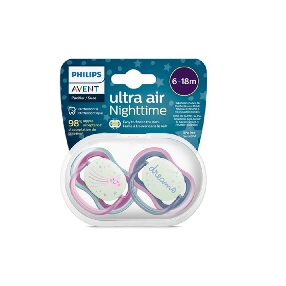 avent – sucette ultra air night time 6 18m scf376/14 girl