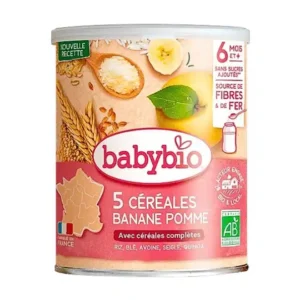 babybio – 5 cereales banane pomme – 220g