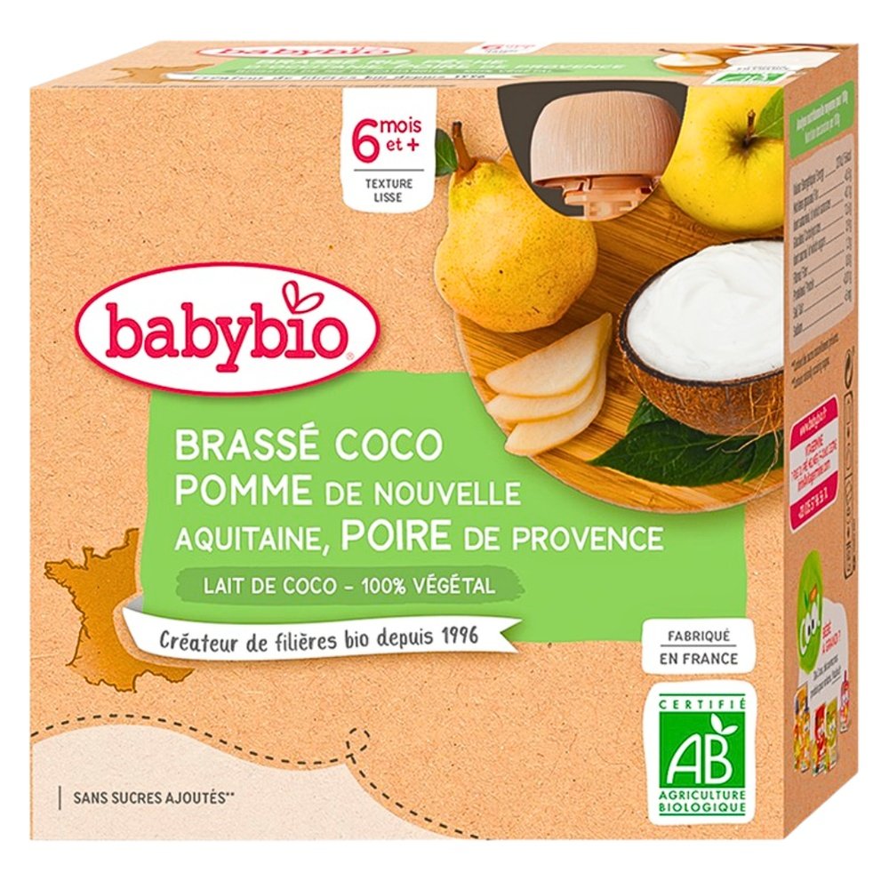 babybio – gourde brasse coco pomme poire – 4*85g