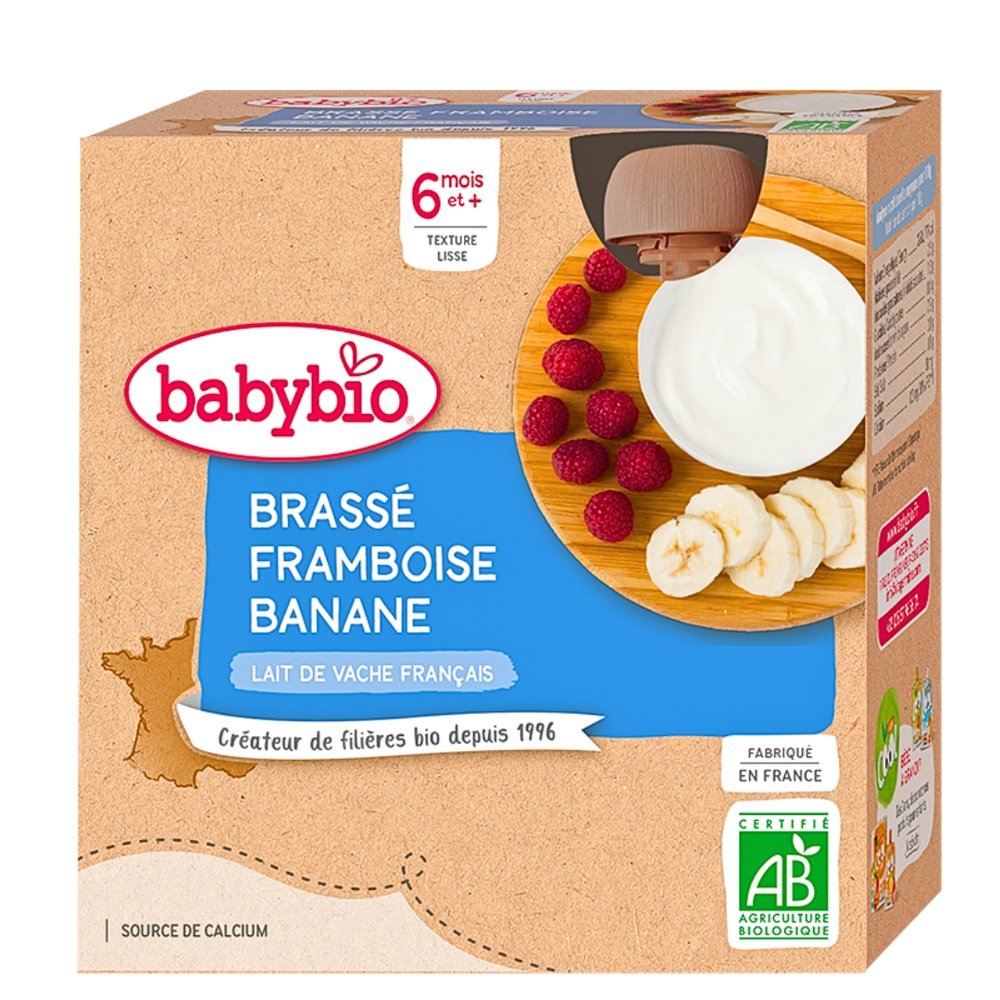 babybio – gourde brasse framboise banane – 4*85g