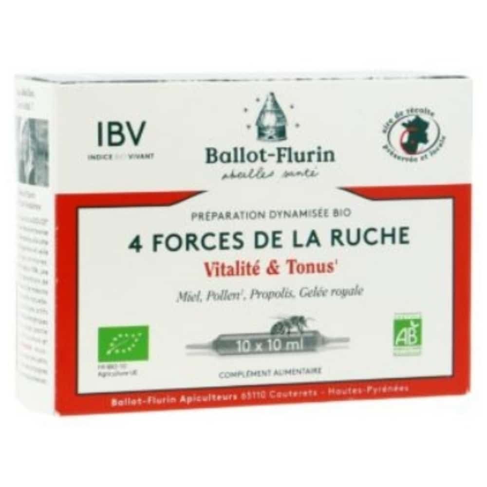 ballot flurin – 4 forces de la ruche vitalite et tonus bio ampoules – 10x – 10ml