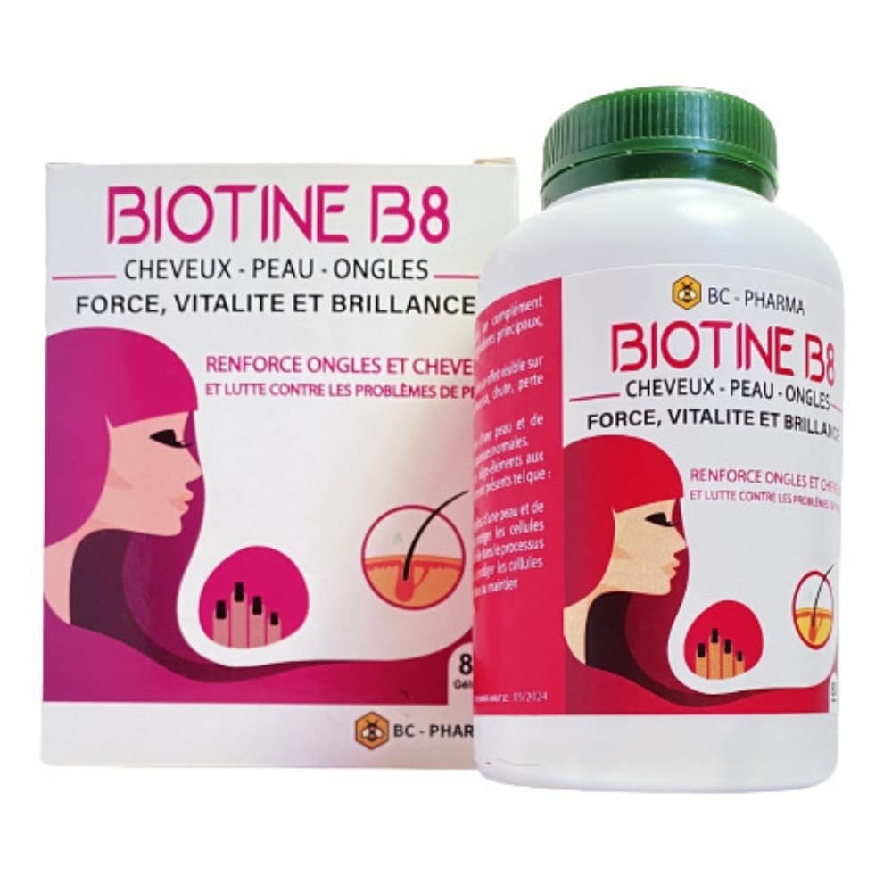 bc pharma – biotine b8 cheveux, peau et ongles fortifiante – 40 gelules