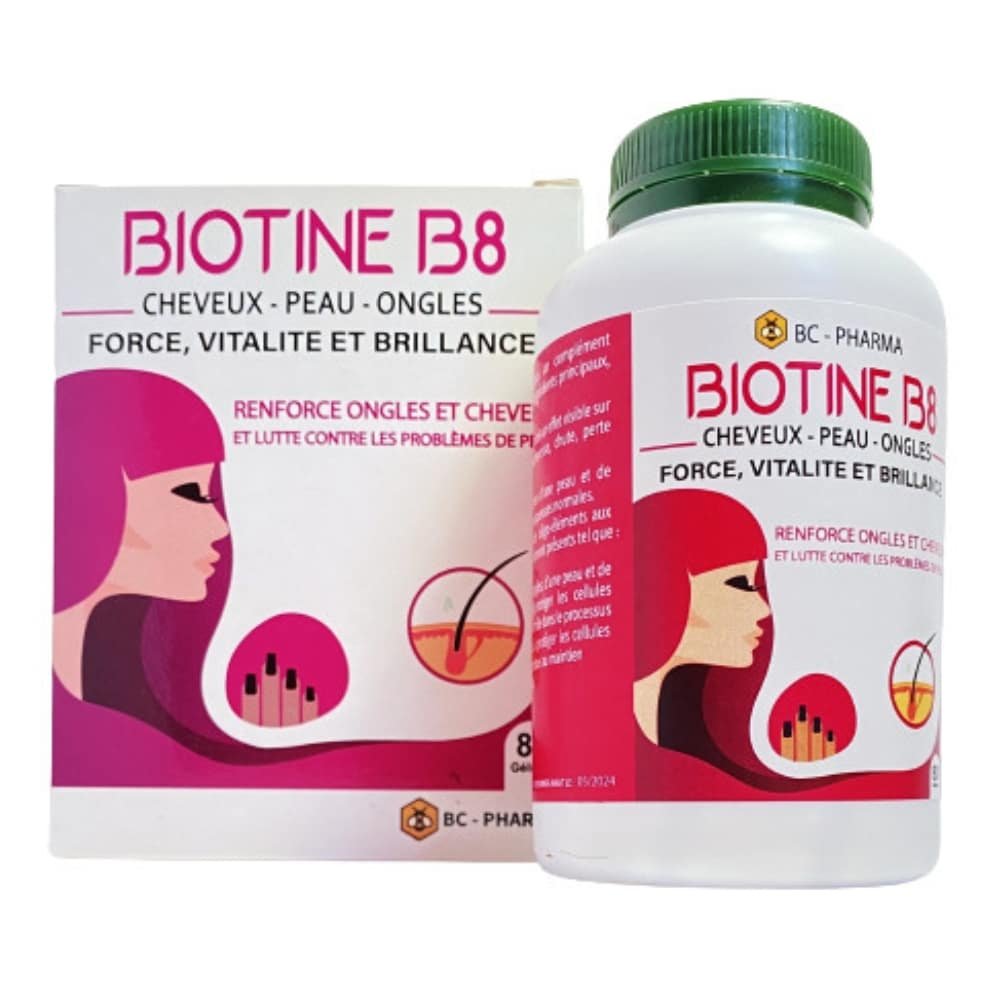 bc pharma – biotine b8 cheveux, peau et ongles fortifiante – 80 gelules