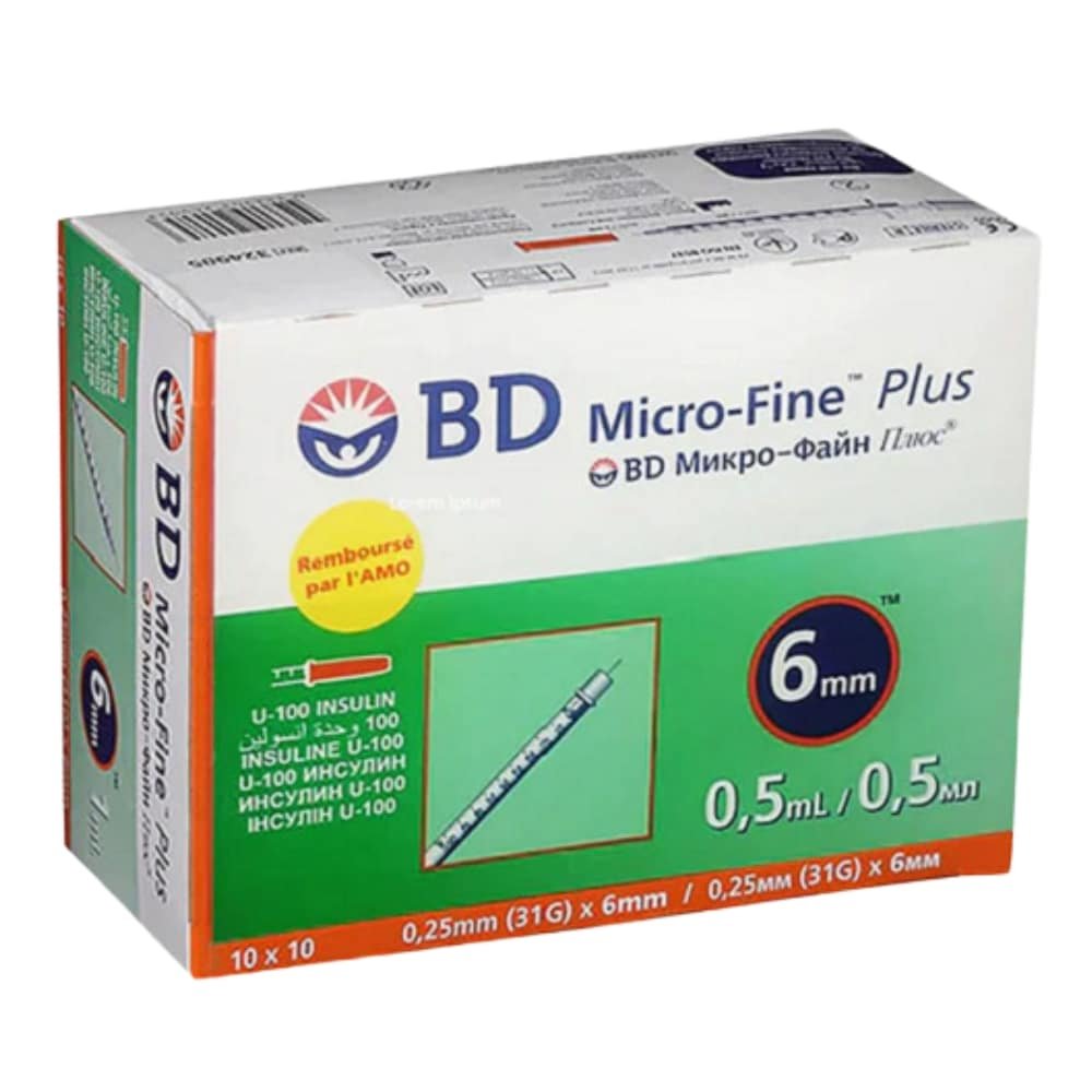bd micro fine – plus aiguille insuline 31g/6mm – 100u
