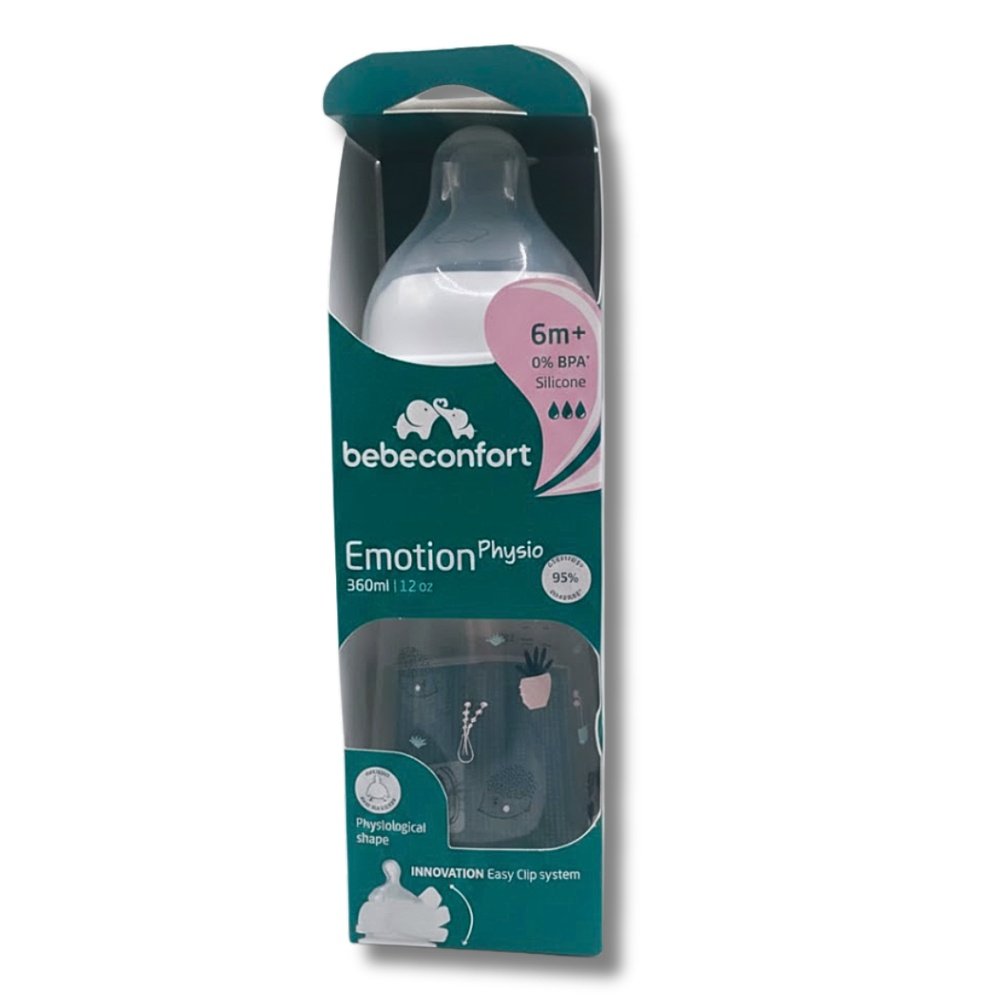 bebe confort – biberon emotion physio +6m 360ml bleu urban garden