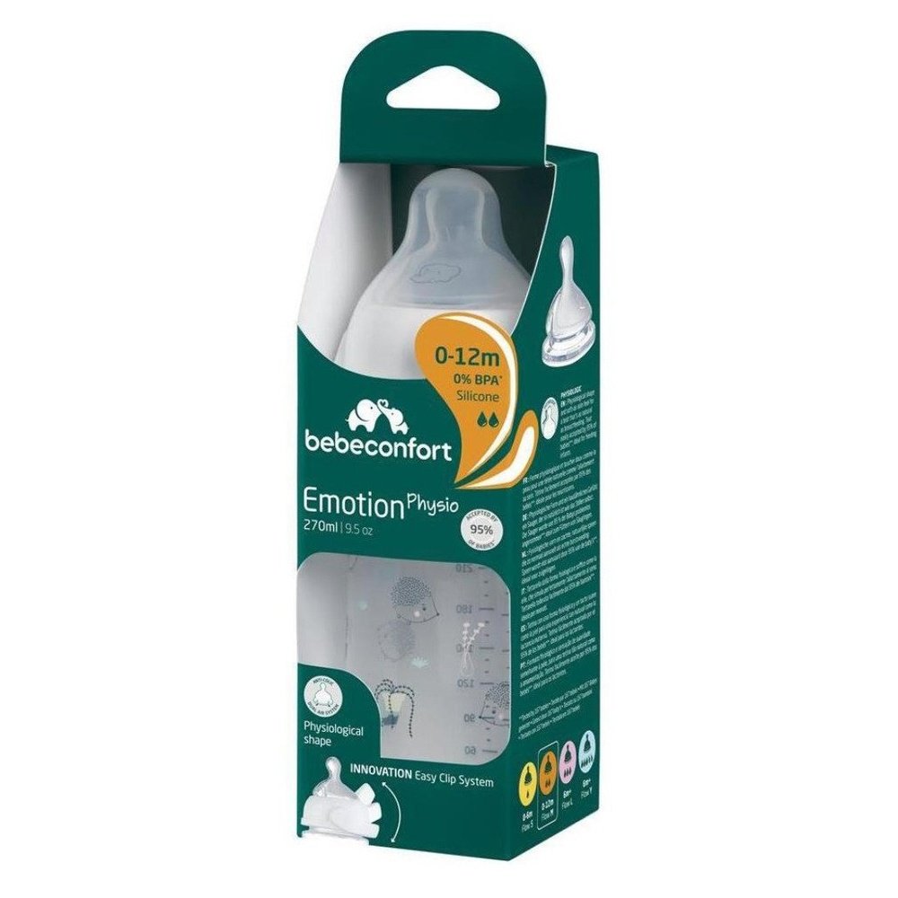 bebe confort – biberon emotion physio pp 0 12m 270ml blanc urban garden