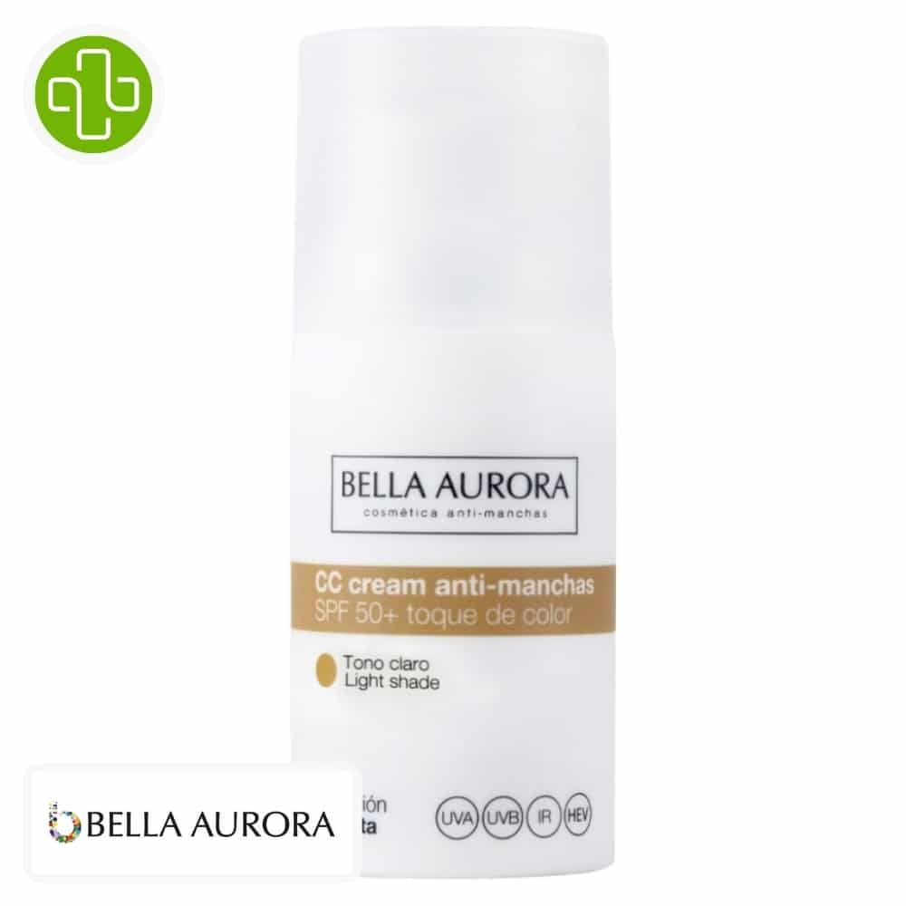 bella aurora – cc creme anti taches teinte clair spf50+ – 30ml