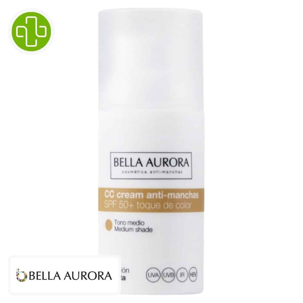 bella aurora – cc creme anti taches teinte medium spf50+ – 30ml