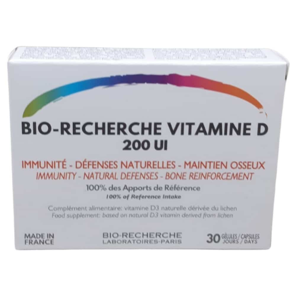 bio recherche – vitamine d 200 ui immunite, defenses naturelles et maintien osseux – 30 gelules