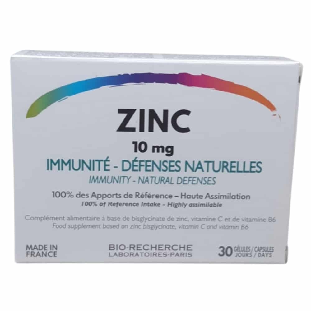 bio recherche – zinc 10mg immunite et defenses naturelles – 30 gelules
