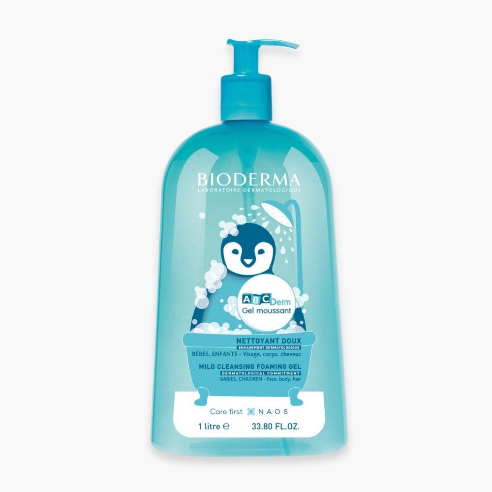 bioderma – abcderm gel moussant nettoyant doux – 1l