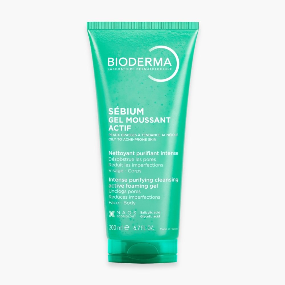 bioderma – sebium gel moussant actif nettoyant purifiant intense – 200ml