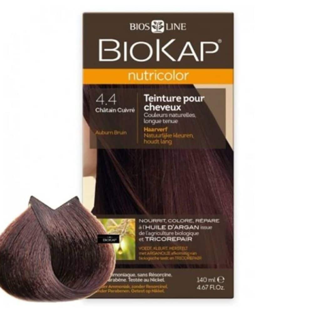 biokap – nutricolor coloration naturelle cheveux – 140ml – 4.4 – chatain cuivre