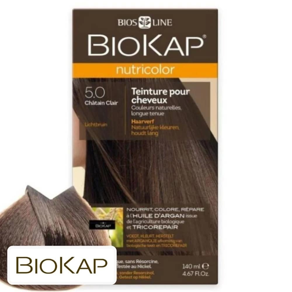 biokap – nutricolor coloration naturelle cheveux – 140ml – 5.0 – chatain clair