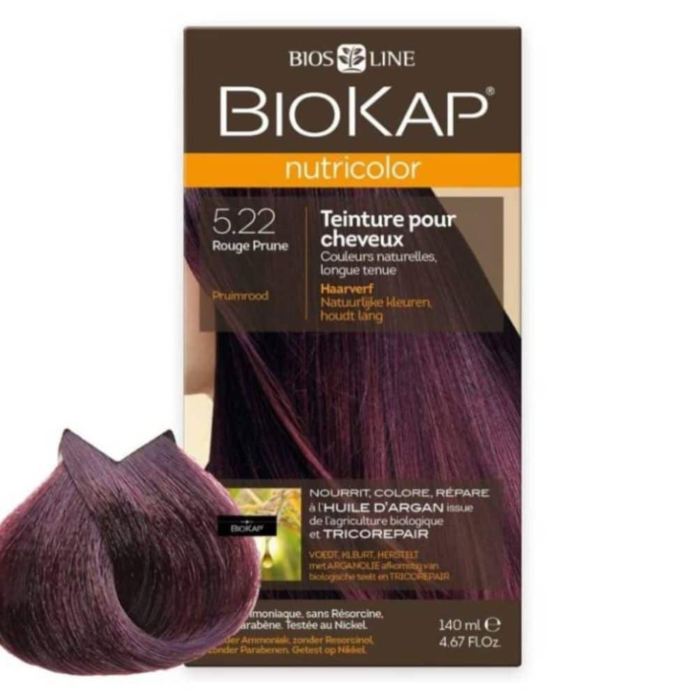 biokap – nutricolor coloration naturelle cheveux – 140ml – 5.22 – rouge prune