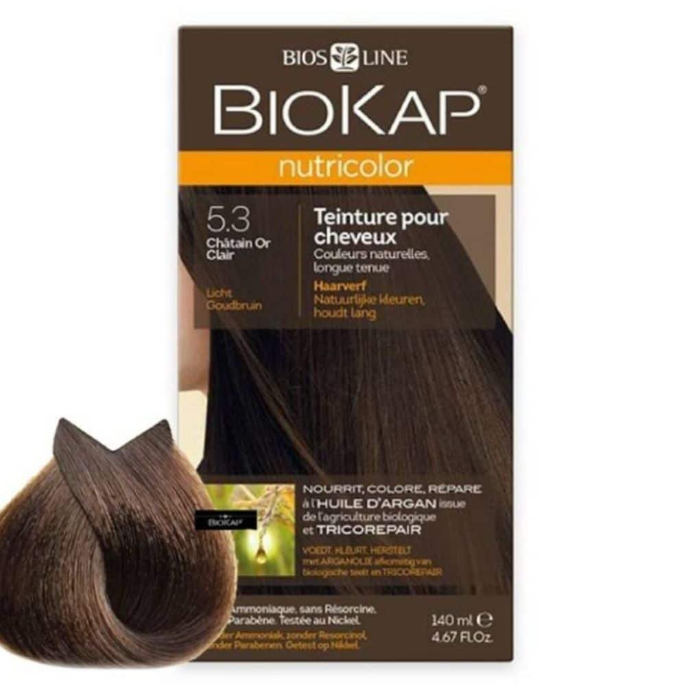 biokap – nutricolor coloration naturelle cheveux – 140ml – 5.3 – chatain or clair