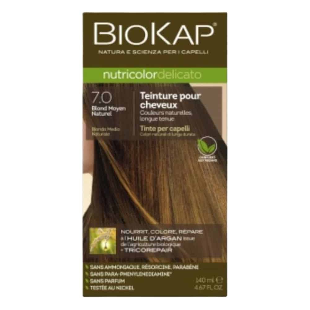 biokap – nutricolor delicato coloration naturelle cheveux delicats – 140ml – 7.0 – blond moyen naturel