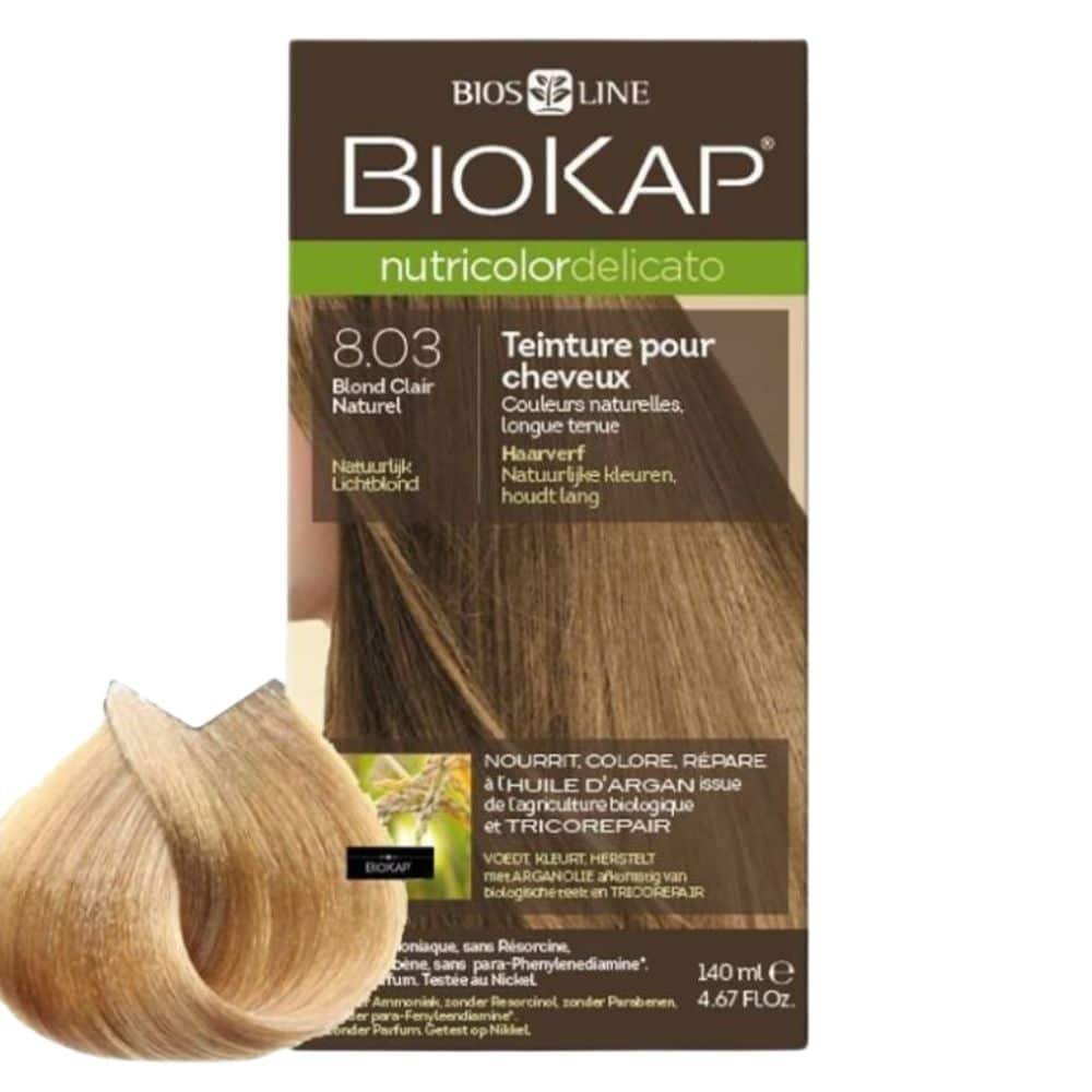 biokap – nutricolor delicato coloration naturelle cheveux delicats – 140ml – 8.03 – blond clair naturel