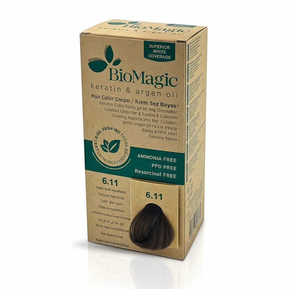 biomagic – hair color cream kit 6/11 intense ash dark blonde