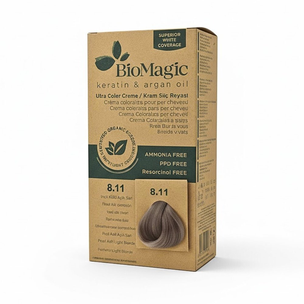 biomagic – hair color cream kit 8/11 intense ash light blonde