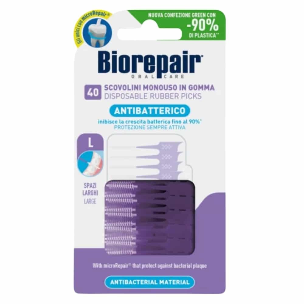biorepair – brossettes interdentaires jetables taille l – 40u
