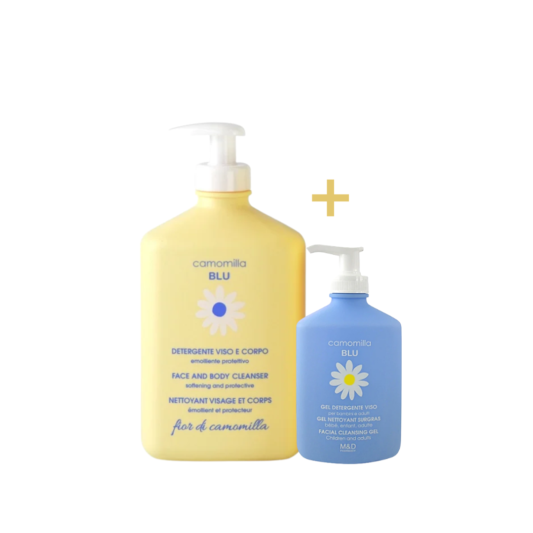 camomilla blu – fleur de camomille + gel lavant premier peau mini