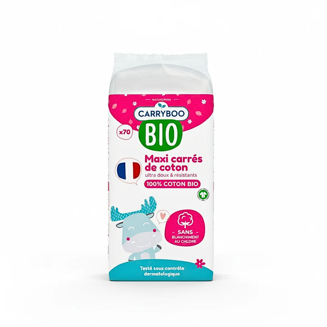 carryboo – maxi carres de coton 70 pieces