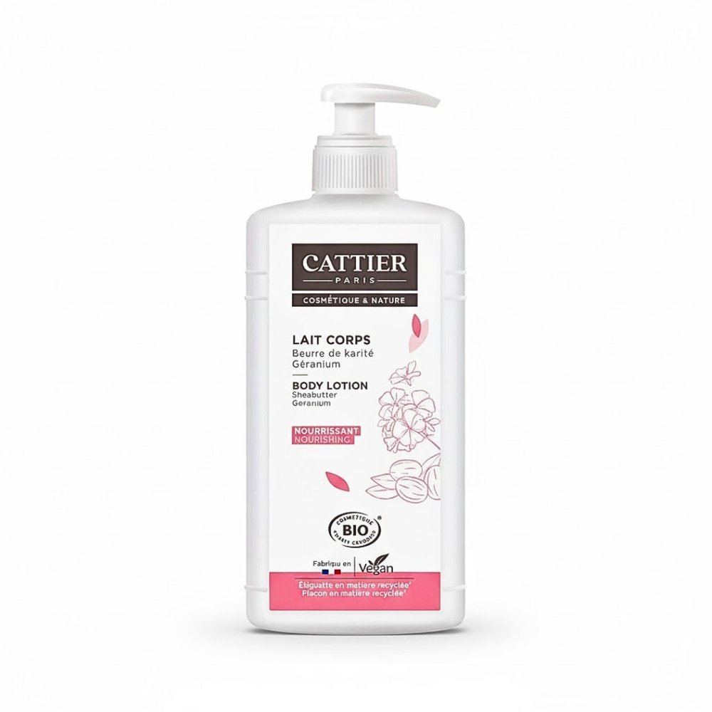 cattier – lait corps beurre de karite geranium – 500ml