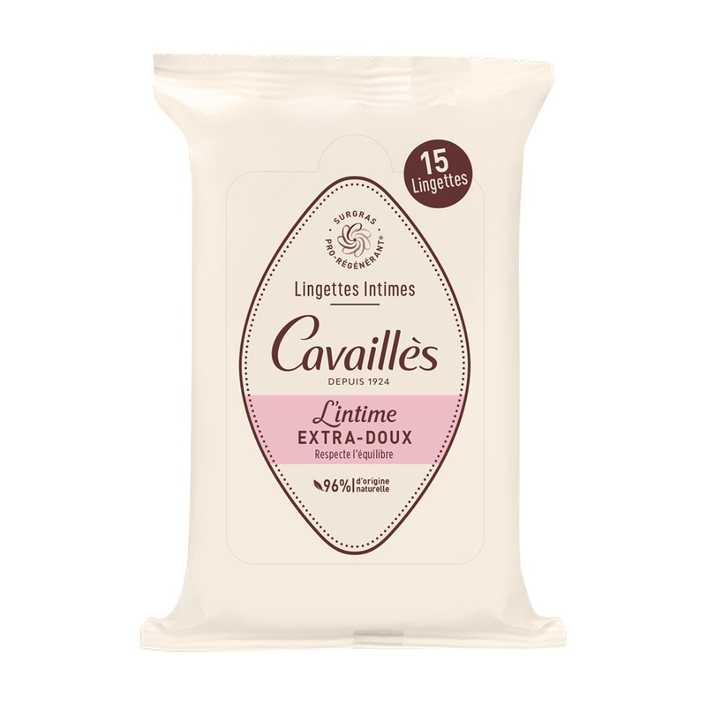 cavailles – lingettes intimes extra doux – 15u