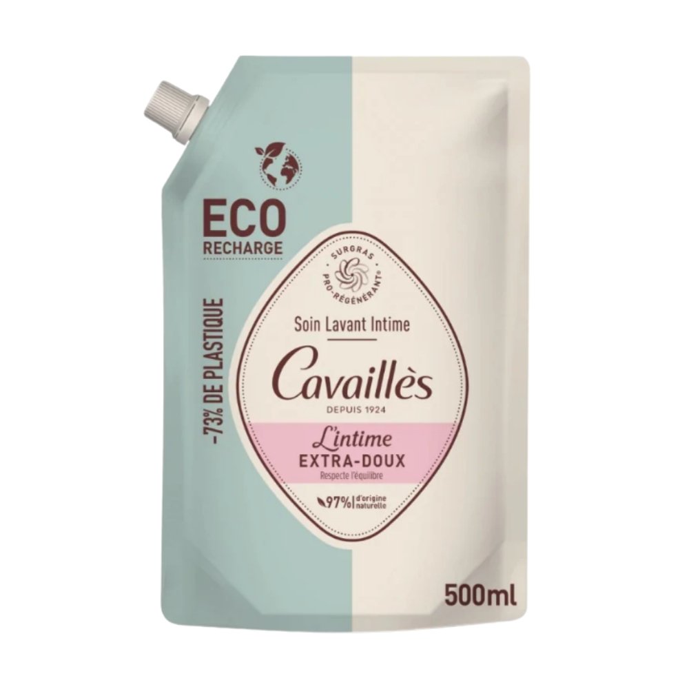 cavailles – soin lavant intime l’intime extra doux eco recharge – 500ml
