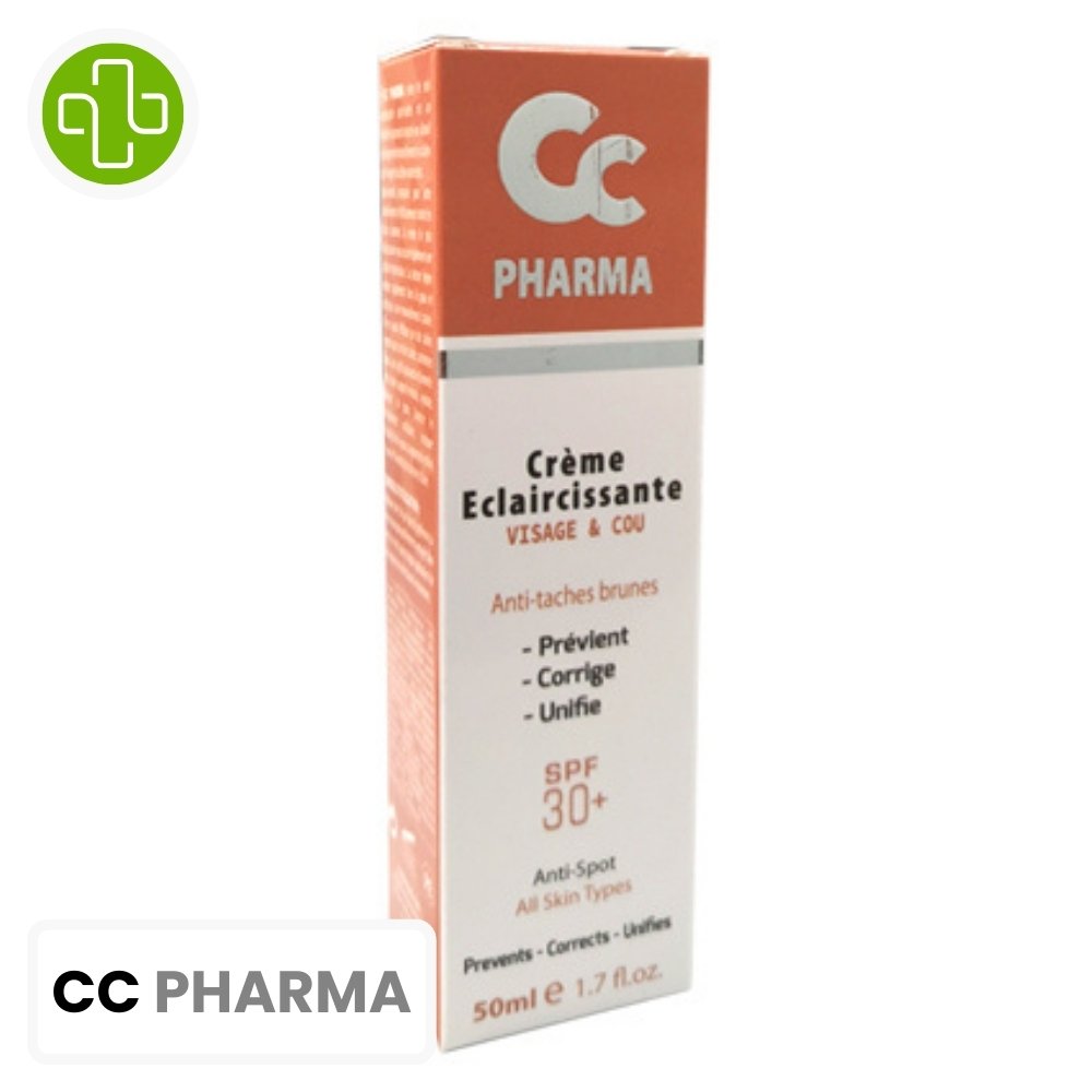 cc pharma – creme eclaircissante anti taches brunes spf30+ – 50ml