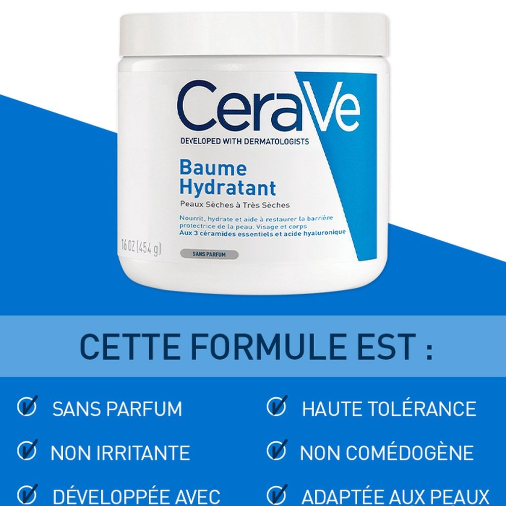 cerave – baume hydratant peau seche a tres seche – 454g cerave – baume hydratant peau seche a tres seche – 454g