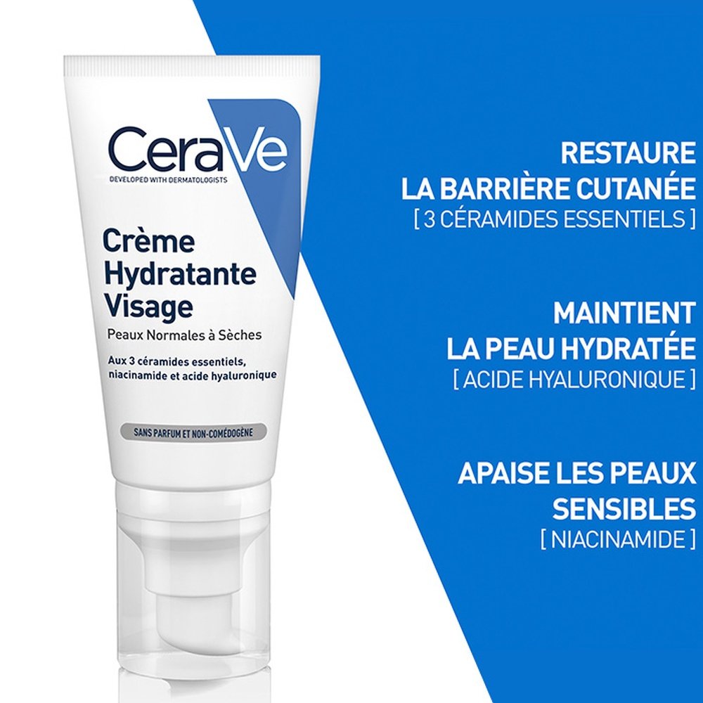 cerave – creme hydratante visage peau normale a seche – 52ml cerave – creme hydratante visage peau normale a seche – 52ml