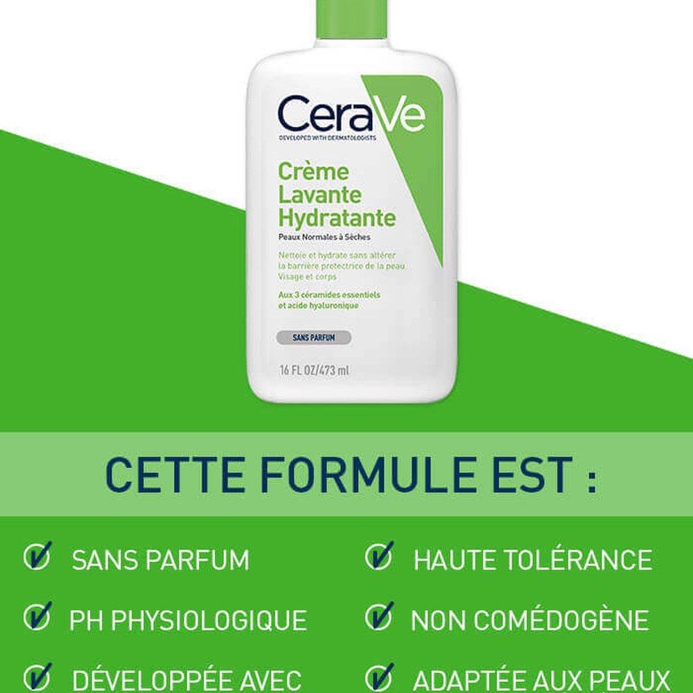cerave – creme lavante hydratante peau normale a seche – 473ml cerave – creme lavante hydratante peau normale a seche – 473ml