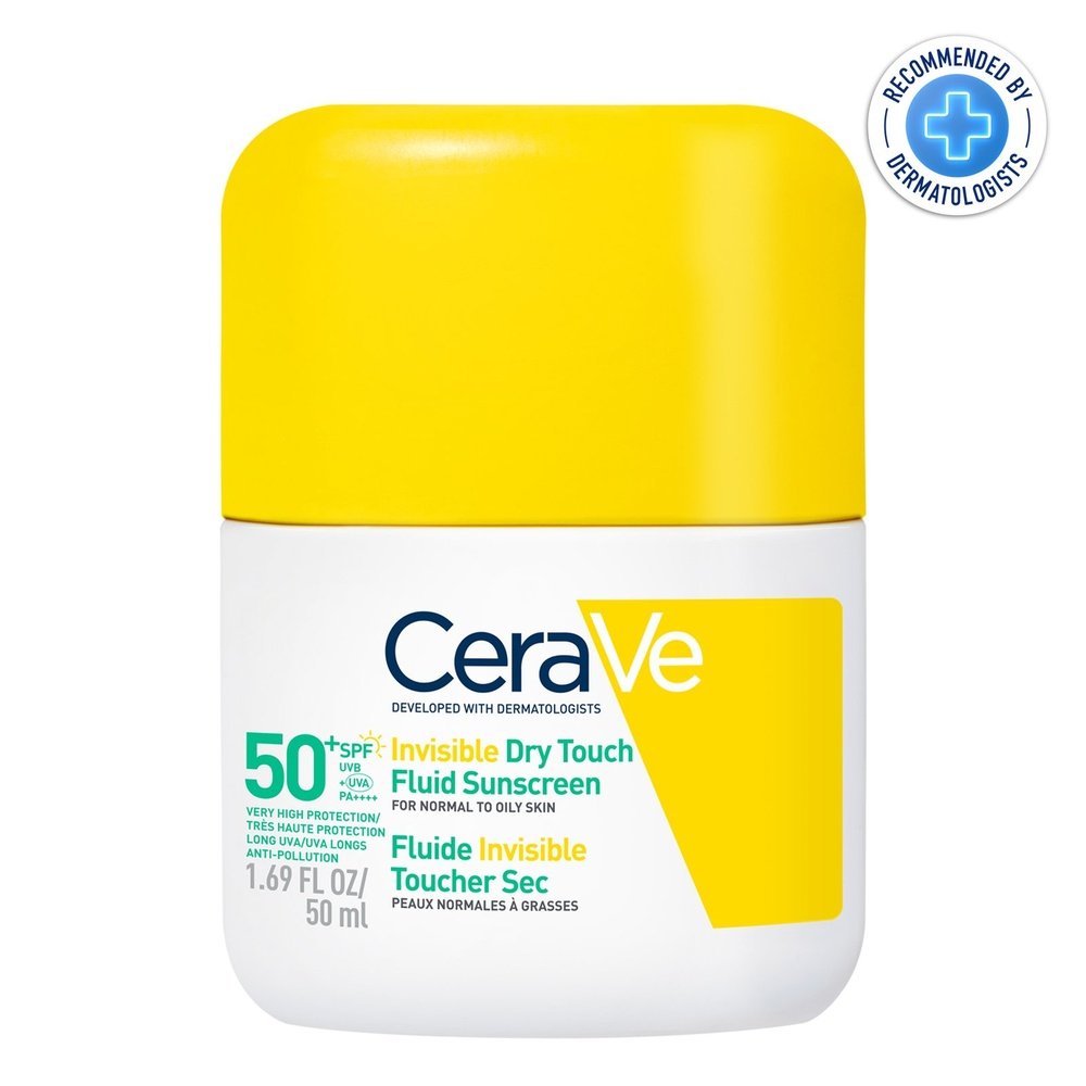 cerave – fluide invisible toucher sec spf50+ peau normale a grasses tendance acneique – 50ml