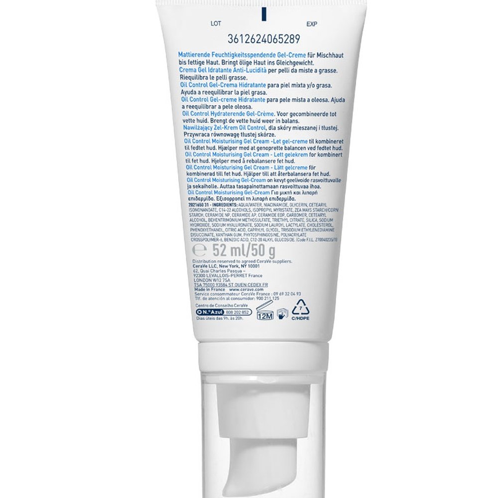 cerave – gel creme hydratant oil control peau mixte a grasse – 52ml cerave – gel creme hydratant oil control peau mixte a grasse – 52ml